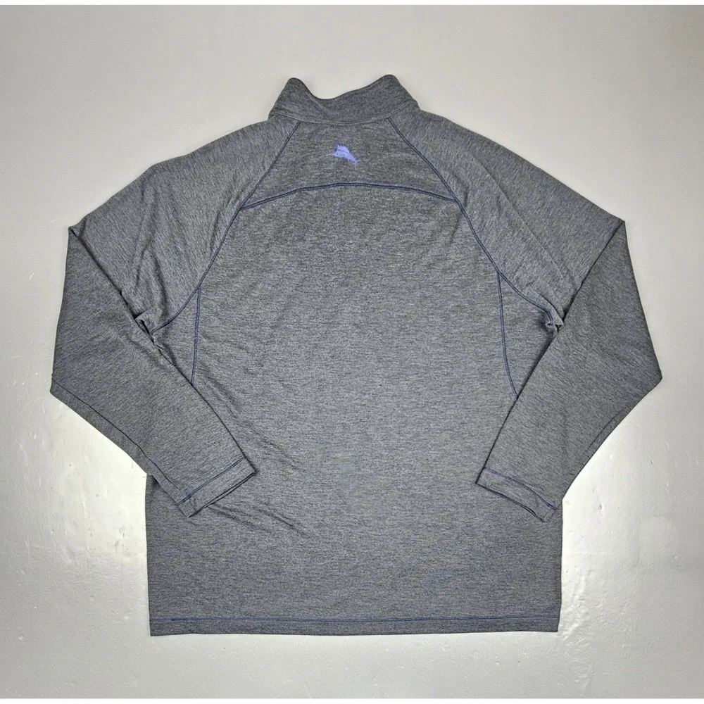 Tommy Bahama Michigan Wolverines Pullover Mens XL Gray Qt Zip Long Sleeve‎